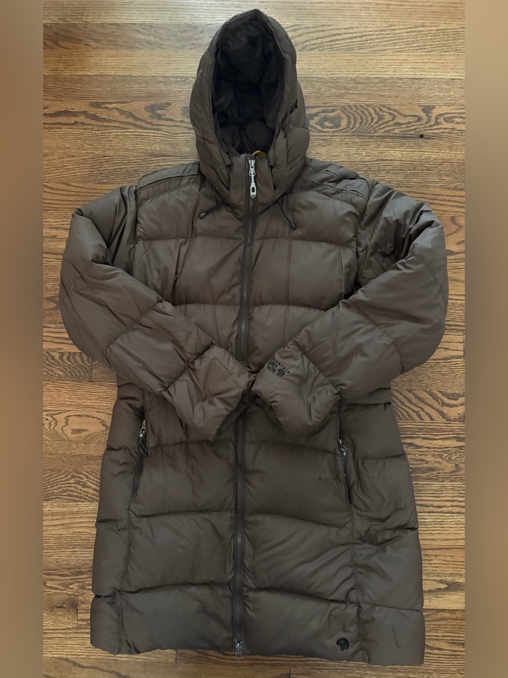 Women’s Mountain Hardwear Coat Hooded Brown Down Puffer Jacket